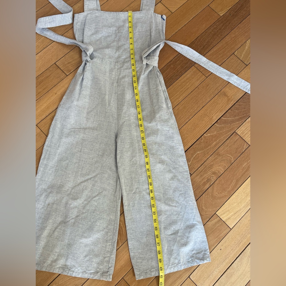 People Tree Organic Cotton Gray Wide-Leg Jumpsuit Belted Size 8 - Picture 10 of 13